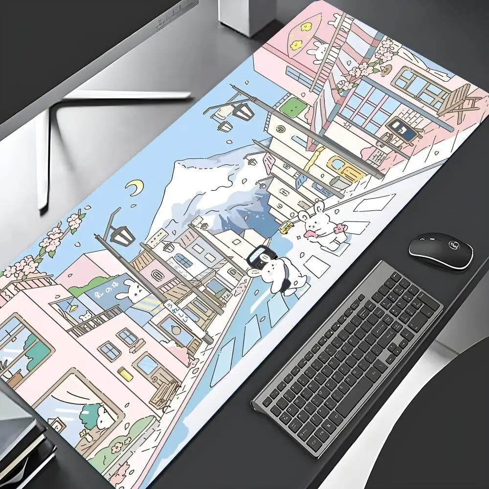 Alas Mouse Kelinci Lucu untuk Keyboard Komputer, Alas Mouse Besar, Alas Meja, Aksesoris Kantor, Alas Kabinet, Alas PC Gaming Anti Selip, Karpet HD