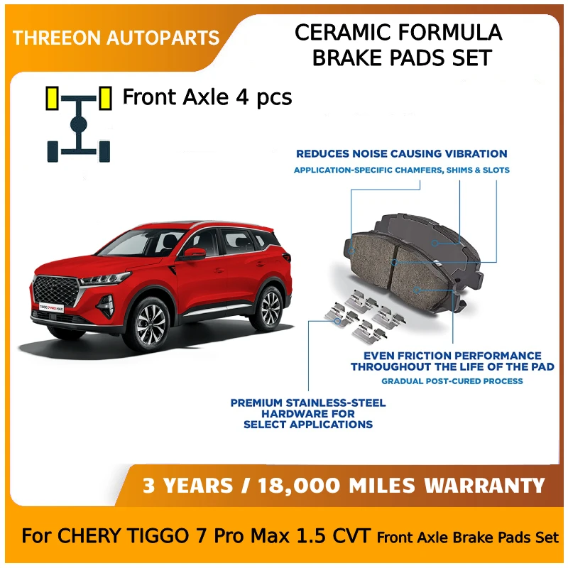 THREEON Ceramic Front Brake Pads For CHERY TIGGO7 Pro Max 1.5T Engine SQRE4T15C T156GN3501080