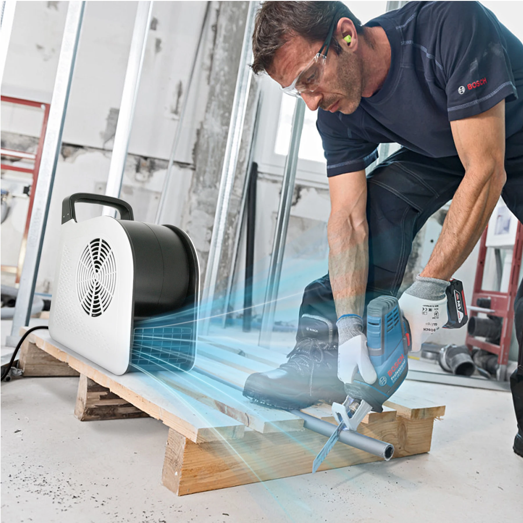 Compact portable mini air mover for carpet drying and water damage repair