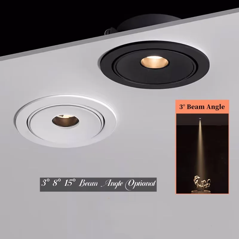 Dimmable Recessed LED COB Embedded Ceiling Lamp Fixture Downlight Focus Mini Spotlight Narrow Beam Angle 3°8°15° Wine Cabinet