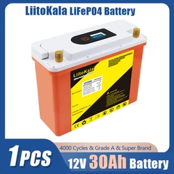 1-2PCS LiitoKala 12.8V 30Ah LiFePo4 Battery Lithium Iron Phosphate 12V LiFePo4 Rechargeable Battery for Kid Scooters Boat Motor