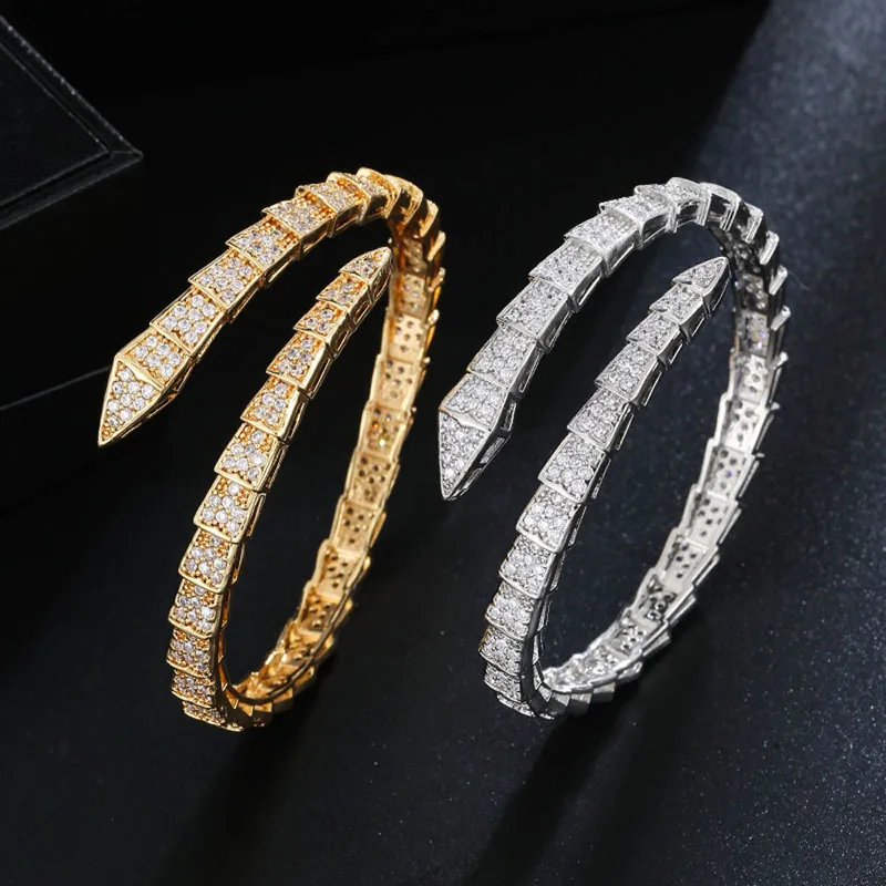 Women's Snake Bone Open Bracelet High Quality Zircon Bracelet Temperament Fashion Classic Handicraft Gift Party