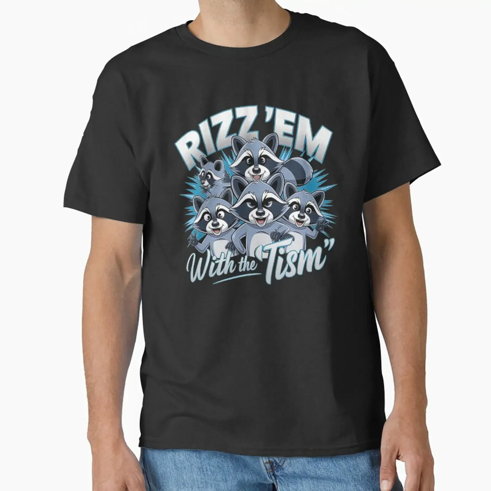 Funny Raccoon Squad Rizz em with the Tism Art For Lovers Classic T Shirt vintage Washed homme designer clothes Breathable