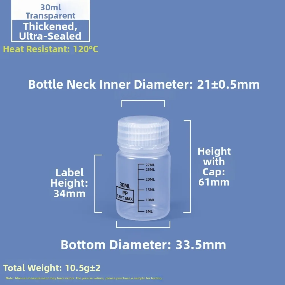 Multiple Capacities Wide Mouth Reagent Bottle 30-1000ml Transparent Laboratory Bottle Classrooms Home Packaging Bottle
