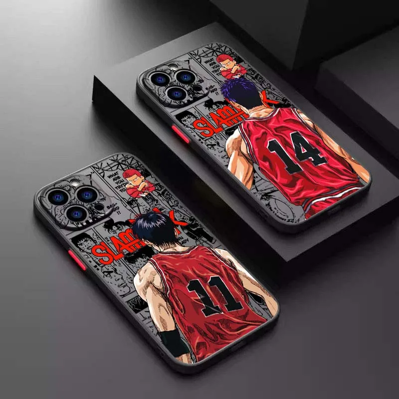 

S-Slams D-Dunks Anime Phone Case For Apple iPhone 17 16 15 14 13 12 11 Air Pro Max Plus Mini Frosted Translucent