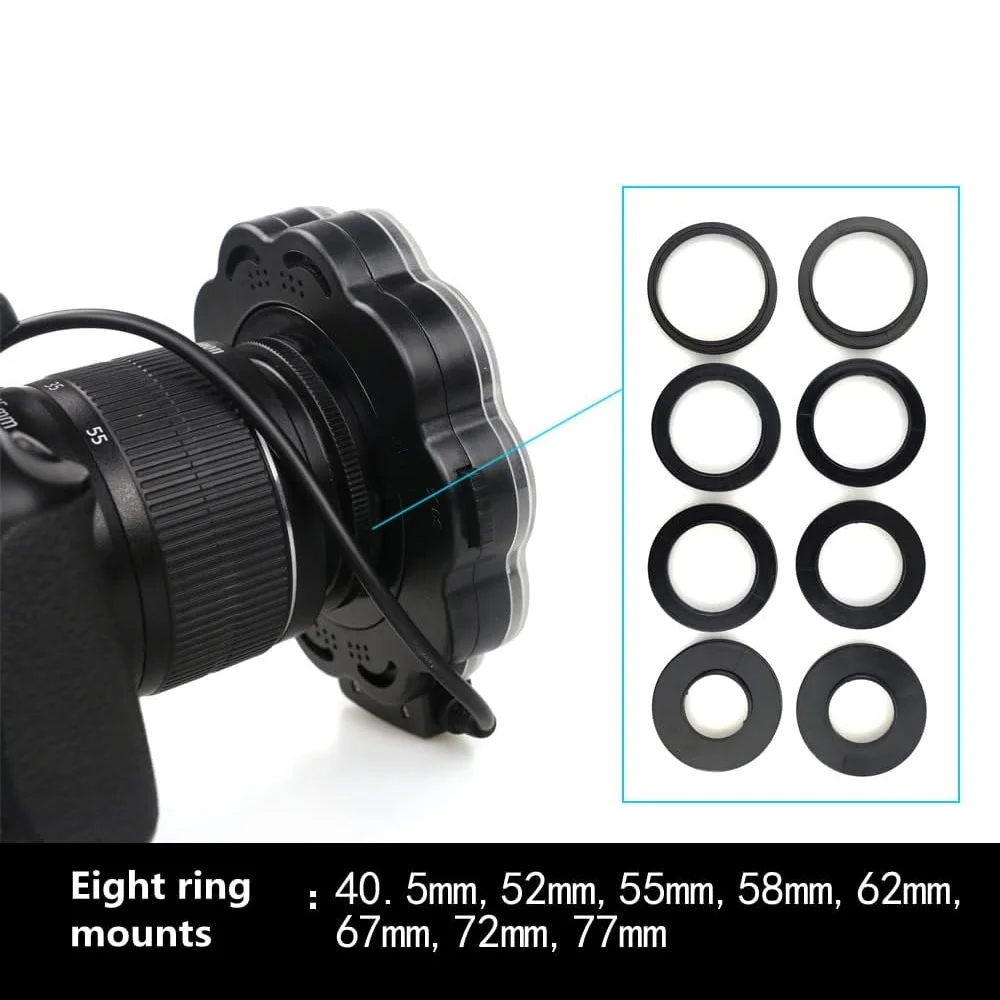 Mcoplus SL-102C LCD Macro Ring Flash Speedlite for Canon Nikon Pentax Olympus Panasonic DSLR Camera with 8 Adapter Ring