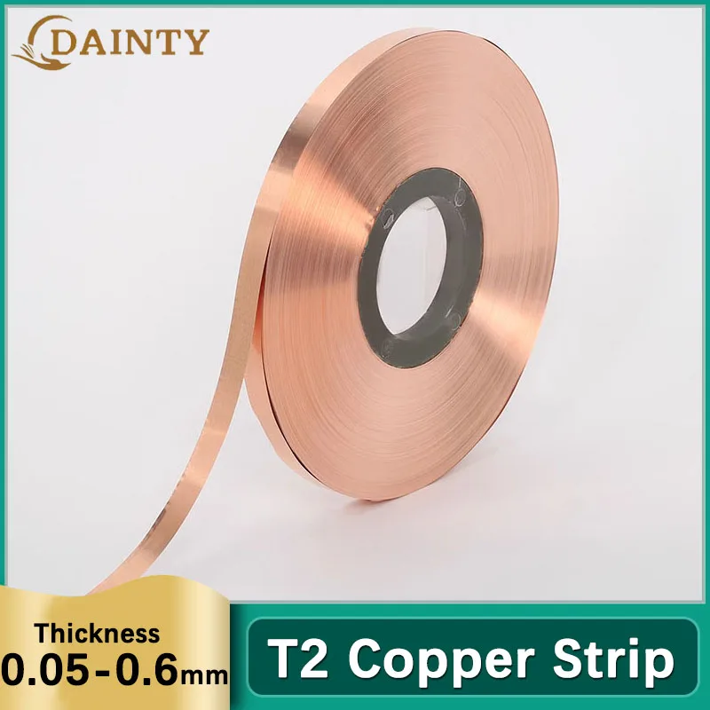 

Copper Strip Foil Shim Sheet Thickness 0.05/0.1/0.15/0.2 - 0.6mm High Electrical And Thermal Conductivity Red Copper Belt Strips