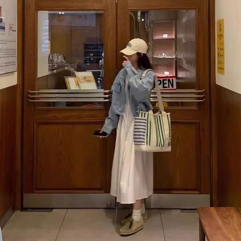 Chic ort Denim Jaet Damen Sweet Cool Workwear Sle Double ket Dstring Casual Loose Fit Spring Faion Top