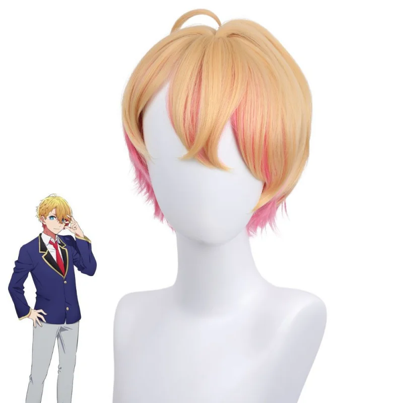 

The Child I Pushed Hoshino Ai Koi Hai cosКороткий парик Разноцветный градиент Имитация человеческой кожи головы Вывернутый