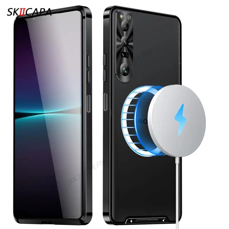 

Ультратонкий металлический каркас для Sony Xperia 1 V IV, чехол для беспроводной зарядки для Xperia1 V XQDQ62/B Для Magsafe, магнитный армированный чехол