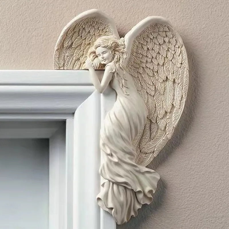 Door Frame Angel Wing Sculpture Simulation Goddesses Action Posture Home Bedroom Living Room Retro Wall Decoration Frame Angel