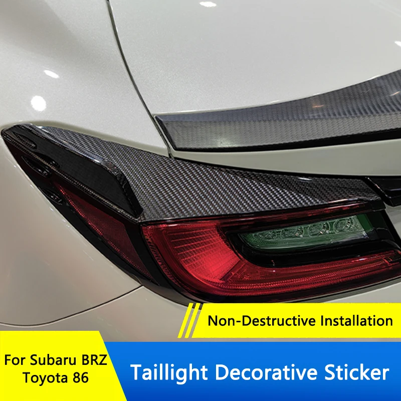 QHCP Car Rear Tail Light Eyebrow Cover Trim Decor Real Carbon Fiber Sticker Fit For Subaru BRZ Toyota GR86 2021-2023 Accessories