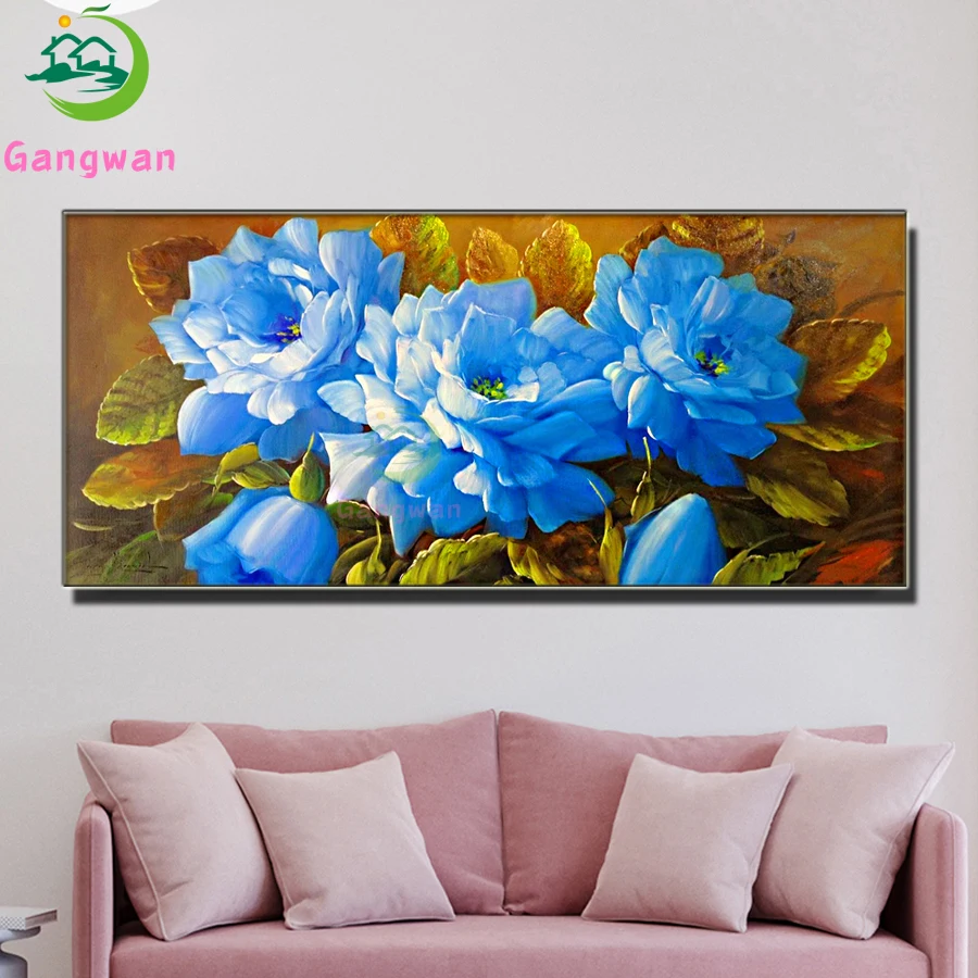 

5D алмазная живопись «сделай сам» в стиле ретро, голубая роза, цветок, полная вышивка квадратами/круглыми стразами, большой размер, домашний декор, пазл, искусство