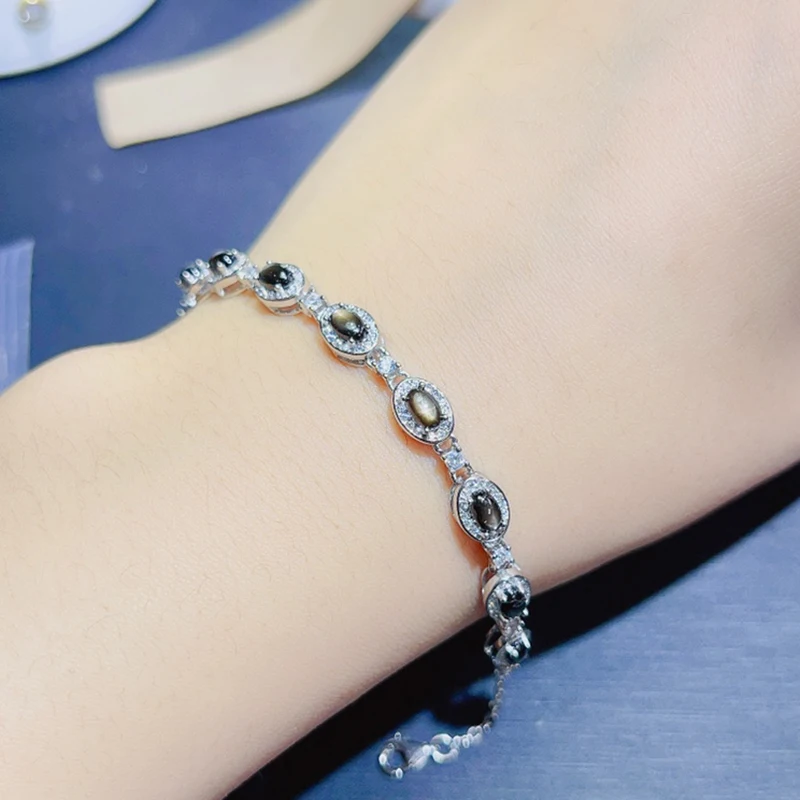 

Natural Star Sapphire Charm Bracelet for women silver 925 jewelry luxury gem stones 18k gold plated free shiping items