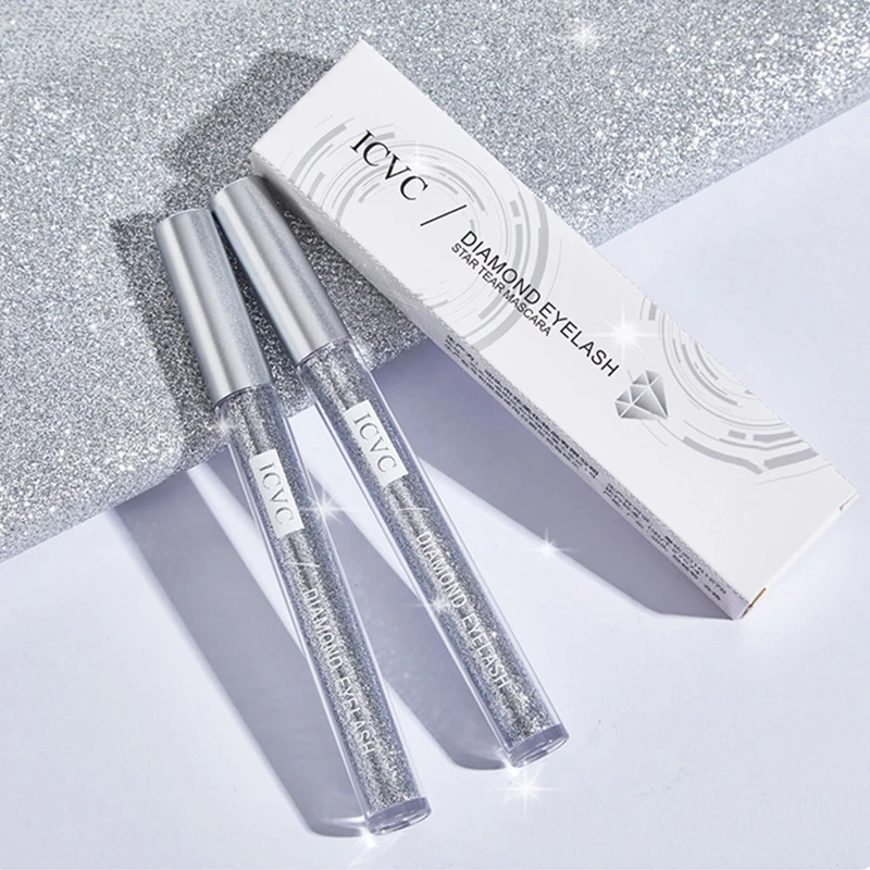 Diamond Glitter Mascara - Galaxy Shimmer & Sequins สูตรแห้งเร็วกันเหงื่อเพื่อความดัดผมและวอลลุ่มยาวนาน (1 ชิ้น)