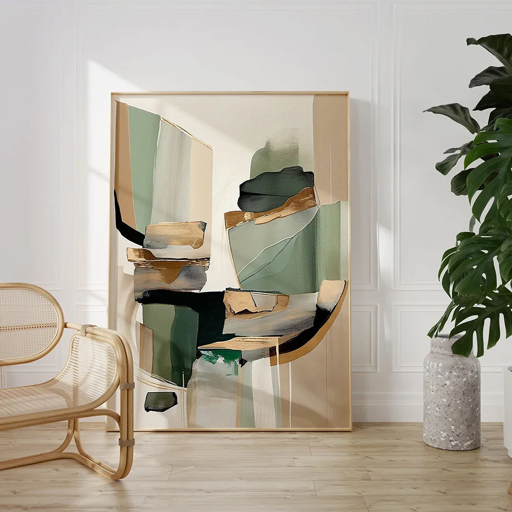 1PC Frameless  Modern Abstract Art Neutral Wabi Sabi Minimalism Posters Prints Contemporary Color Aesthetic Canvas Painting Offi