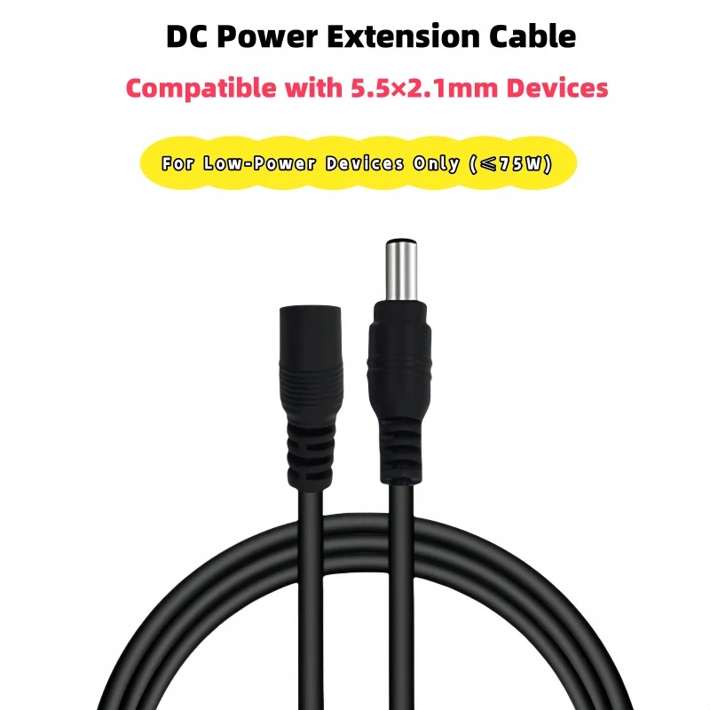 All Copper DC Power Extension Cable 1-20M DC 5.5*2.1mm Compatible with Projectors Monitors Laptops Cameras