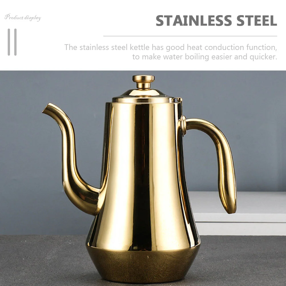 Coffee Filter Kettle Wear-resistant Water Pot Household Large Teapot Kitchen Stainless Steel Golden Daily