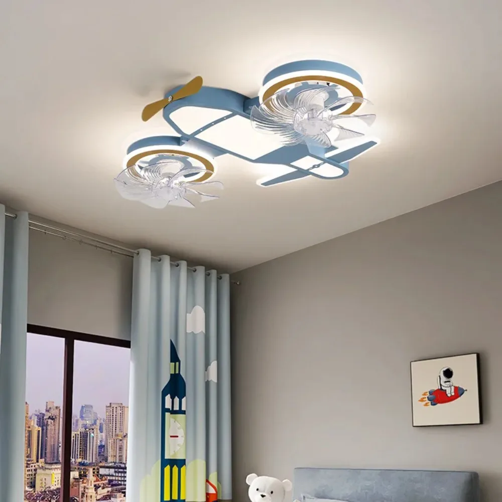 LED Aircraft Ceiling Light Cartoon Remote Control Fan Lamp Boy Room Lights Children\'s Room Bedroom Lamp Gift Light for Children