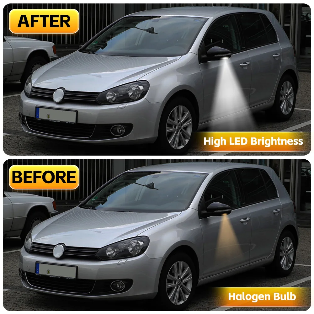 폭스바겐 VW 골프 GTI MK6 6 MKVI 투란 2008-2014용 흰색 LED 사이드 미러 하부 퍼들 라이트 플로어 램프 자동차 액세서리 2개 썸네일 4