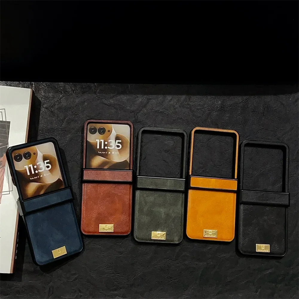 الراقية عادي الجلود هارد شل فليب قضية الهاتف لسامسونج غالاكسي Z فليب 7 6 5 4 3 5G الأعمال للصدمات المفصلي غطاء وقائي