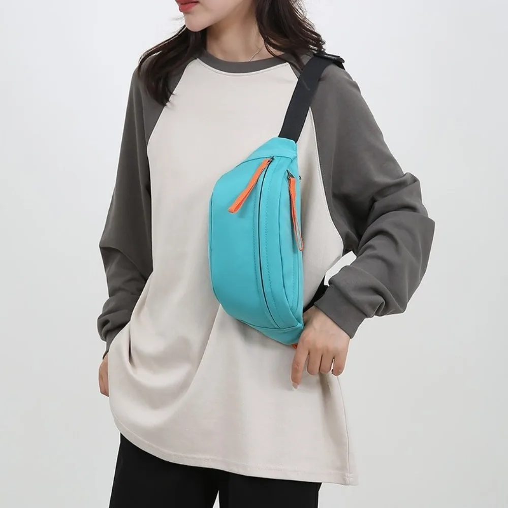 Сплошной цвет, нейлоновая поясная сумка, регулируемый плечевой ремень с несколькими карманами, мужская нагрудная сумка, большая вместительная сумка-банан, диагональная сумка на плечо