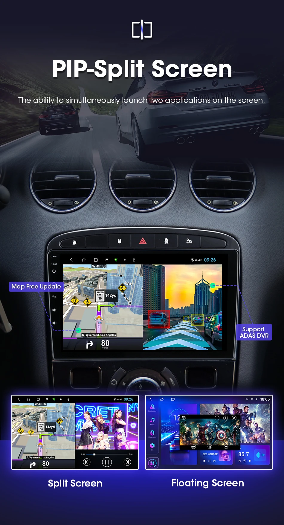 JMCQ Car Stereo Radio For Peugeot 408 308 308SW  2din Android12 Wireless Carplay Android Auto Multimidia Video Player Head Unit