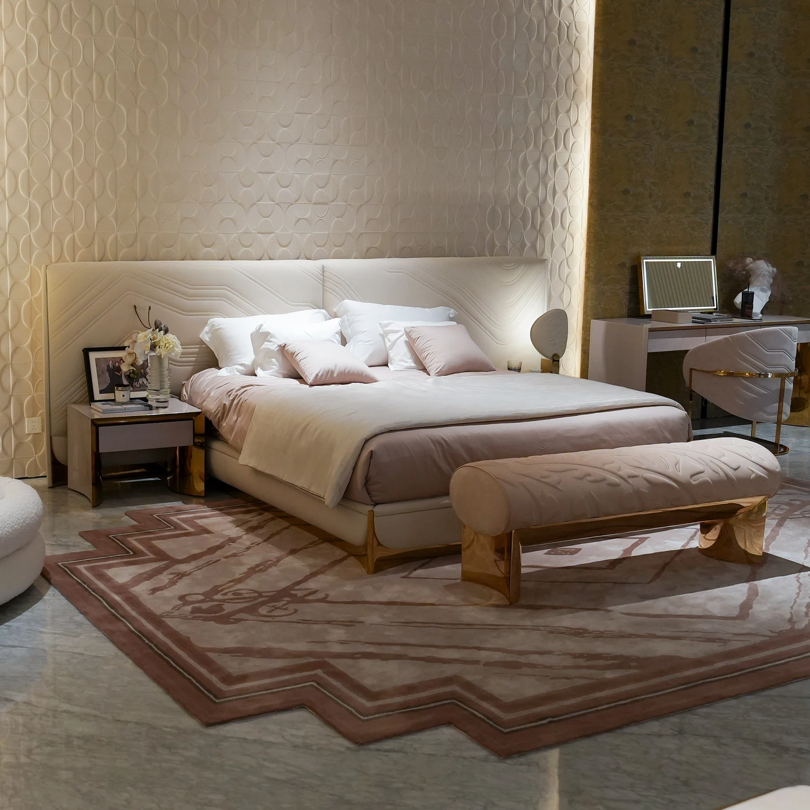 

#Modern Fabric Minimalist Bedroom Bed Set Customized King Queen Size Bed with Headboard Soft Upholstered Light Luxury Bed