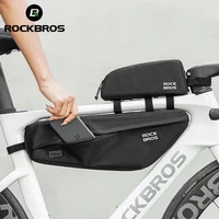 Bolsa de bicicleta ROCKBROS, bolsa de cuadro frontal de tubo superior, gran capacidad, impermeable, alforja triangular de carretera MTB, bolsas de ciclismo resistentes a la suciedad