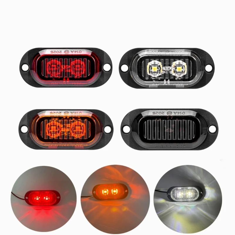 

H3CE Truck Trailer Side Marker Light 2LED Lens Technology 12V-24V Wide Input Voltages Weatherproof Road Visibility Enhancer