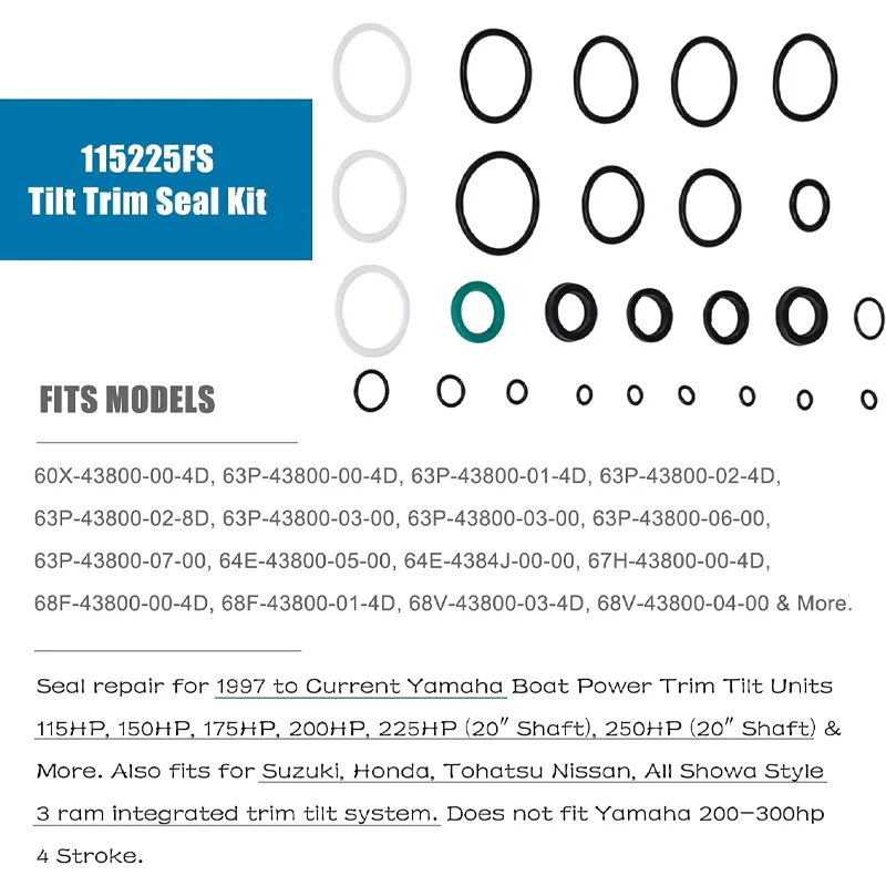 Tilt Trim Seal Kit 1997 & Up 115225FS seal kit Fast Strike Power for Yamaha Boat Power Units 115HP 150HP 175HP 200HP