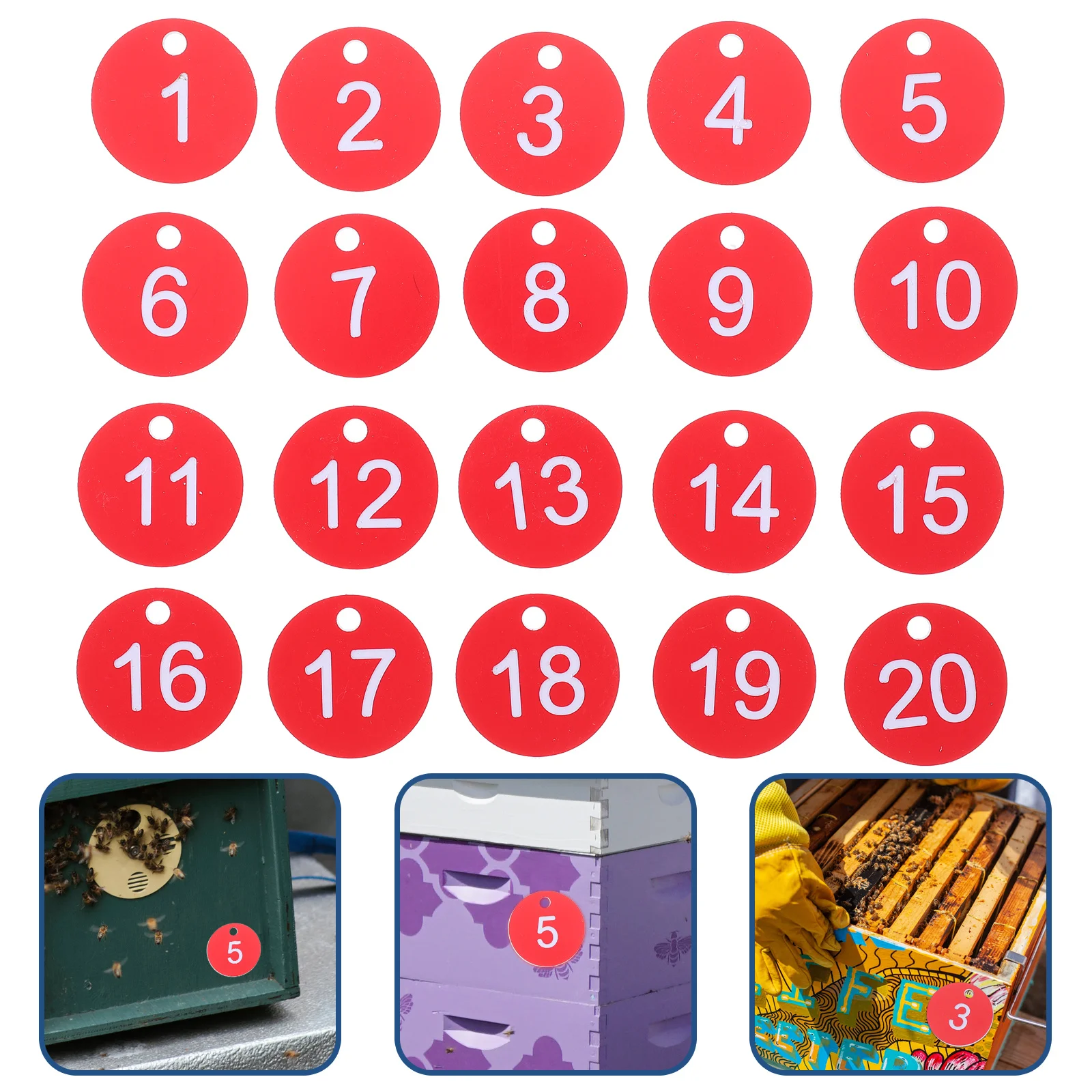 20Pcs Digital Number Tags Beehive Number Mark Lightweight Durable Beekeeping Box Identification Label for Hive Management - Image 5