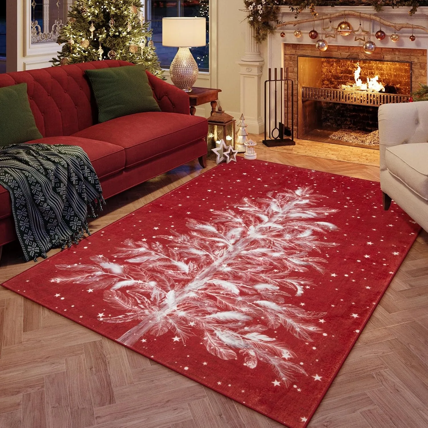 

Christmas Tree Rugs Living Room Large Area Carpet Long Strip Bedroom Bedside Runner Floor Mats Short Plush Home Decoration Rug