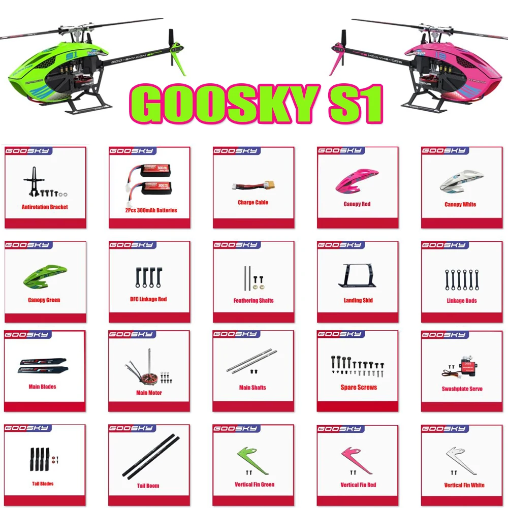 Goosky S1 Aeronaves de Controle Remoto, Acessórios Helicóptero, Completo Rotor Principal, Tampa Da Cauda, Tubo Asa Cauda Vertical, Grupo Parafuso Grupo