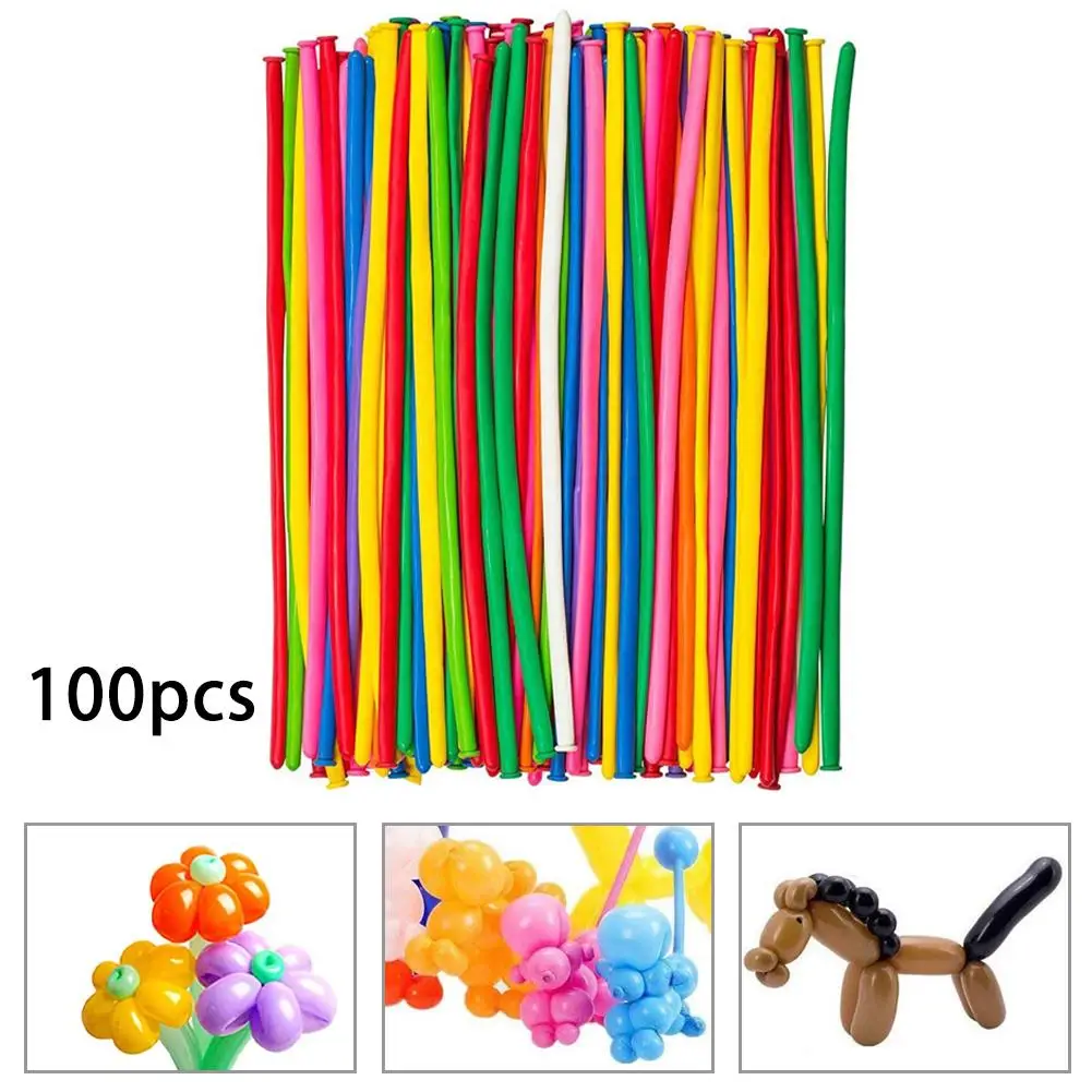 100pcs Long Balloon Emulsion Long Balloons Traditional Modelling Different Colours Unblown Length 26cm Christmas