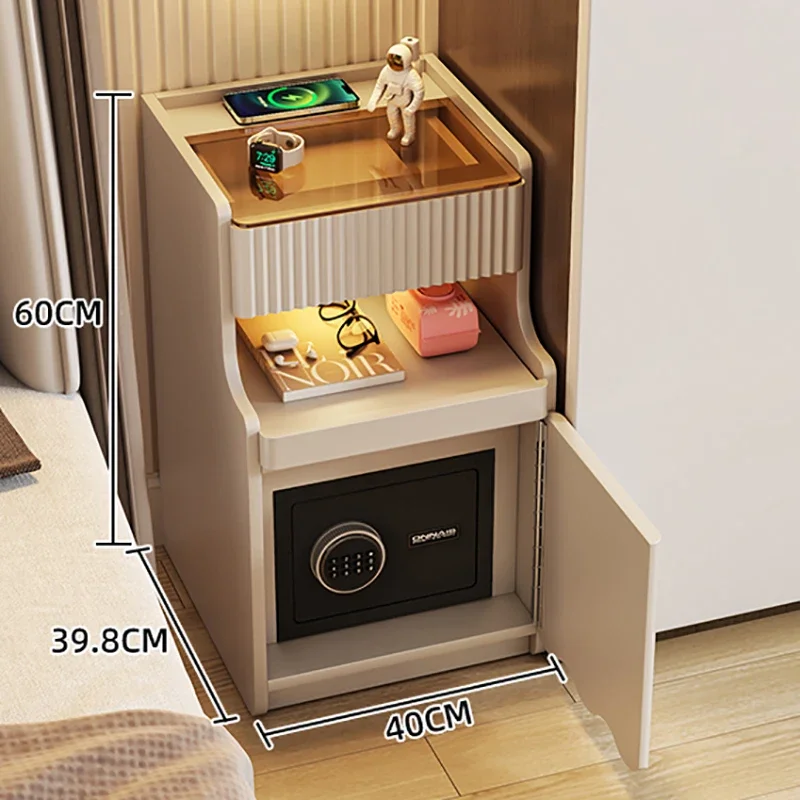 Stolik nocny Nocna wąska drewniana kawa Urocze stoliki nocne Designerski pokój Sypialnia Szafki do przechowywania Strona główna Meubles De Chambre