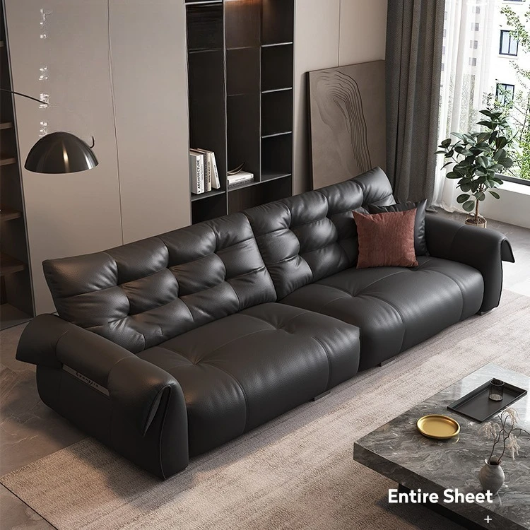 

Italian minimalist swan sofa living room simple modern small apartment 2024 new first-layer cowhide sofa