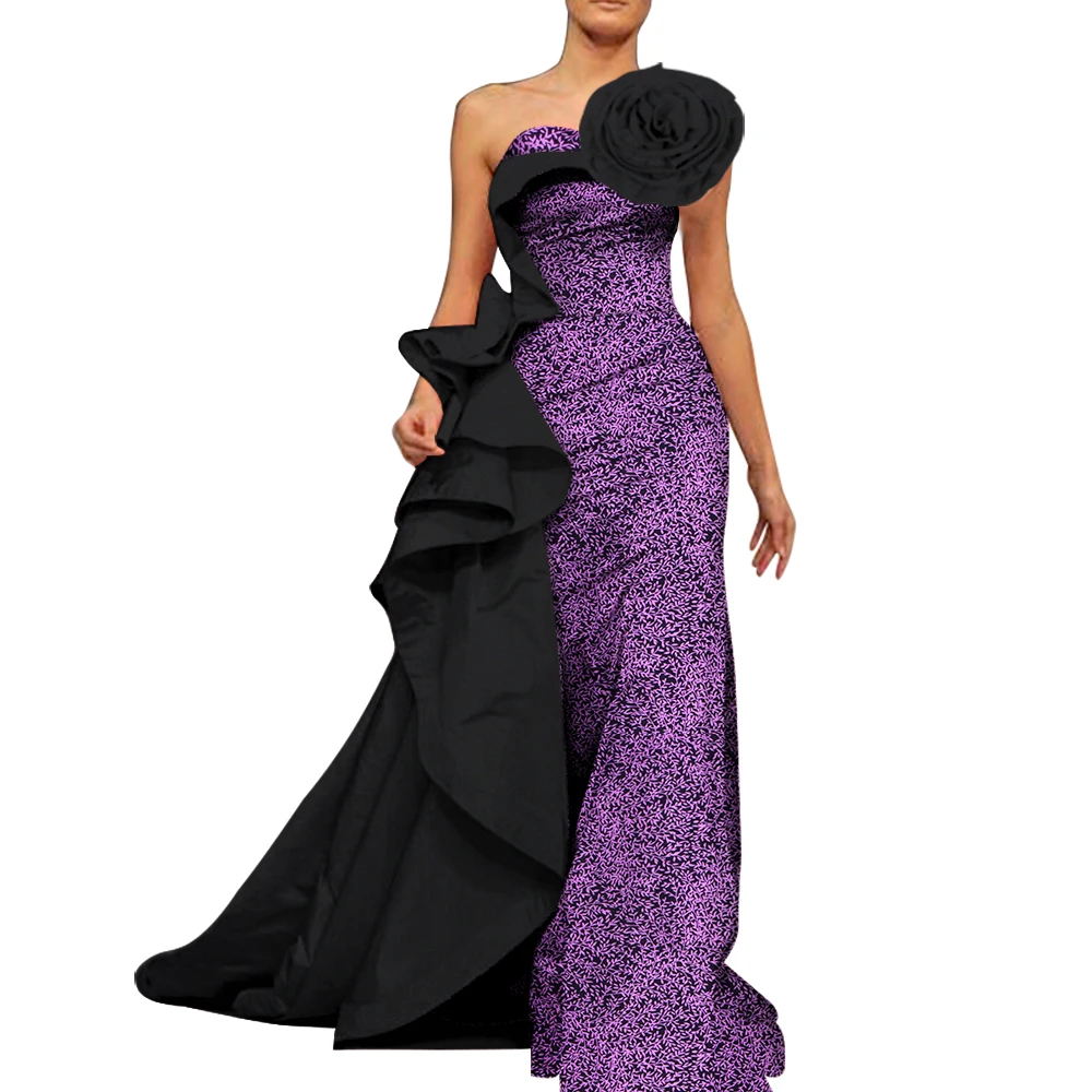 Elegant African Women\'s Dresses Off Shoulder Robe Long Ankara Print Dashiki Dress African Party Clothing WY5849