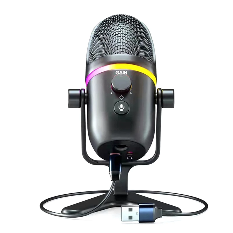 USB Condenser Microphone RGB Esports Gaming Microphone Desktop Microphone Computer Recording Microphone