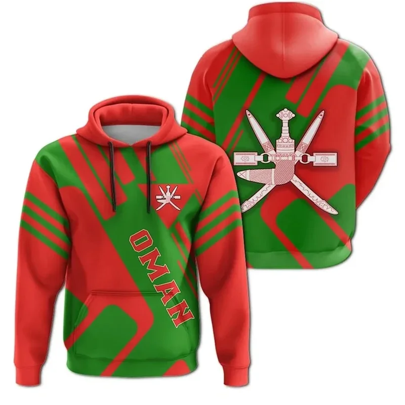 Oman Map Flag 3D Printing Hoodies For Men The Sultanate Of Oman Emblem Graphic Hooded Hoody Vintage Sweatshirts Pullovers Hoodie