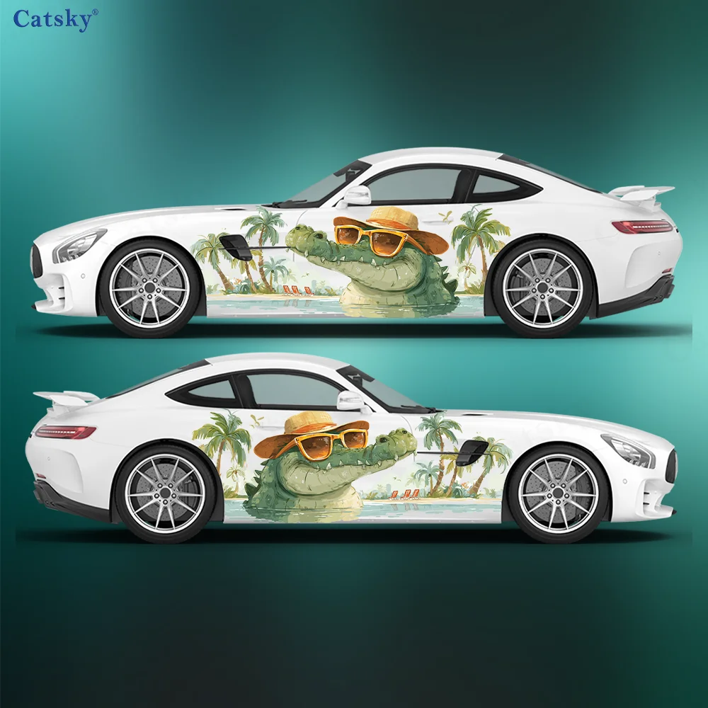 

Green Crocodile Sunbathing Car Vinyl Wraps Decal Self-adhesive PVC Sticker Suitable for Trucks SUV Decoration Auto Accessories
