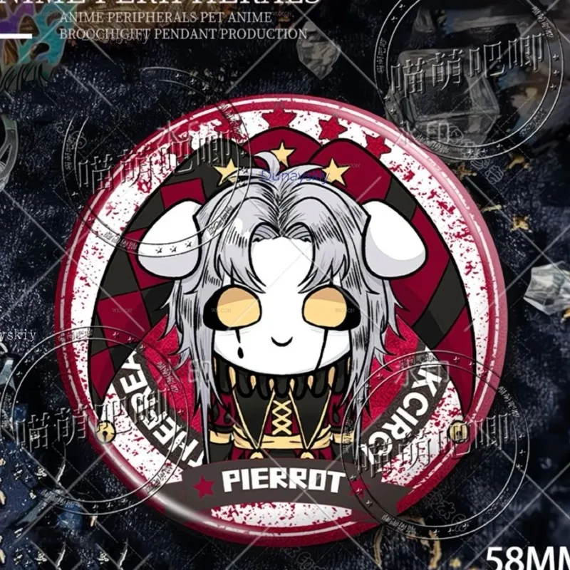Badges, épingles à bouton et broches rondes de la collection Fantasias The Freak Circus Pierrot Harlequin, décoratives pour Halloween, thème Clown et jeux, pour cosplay