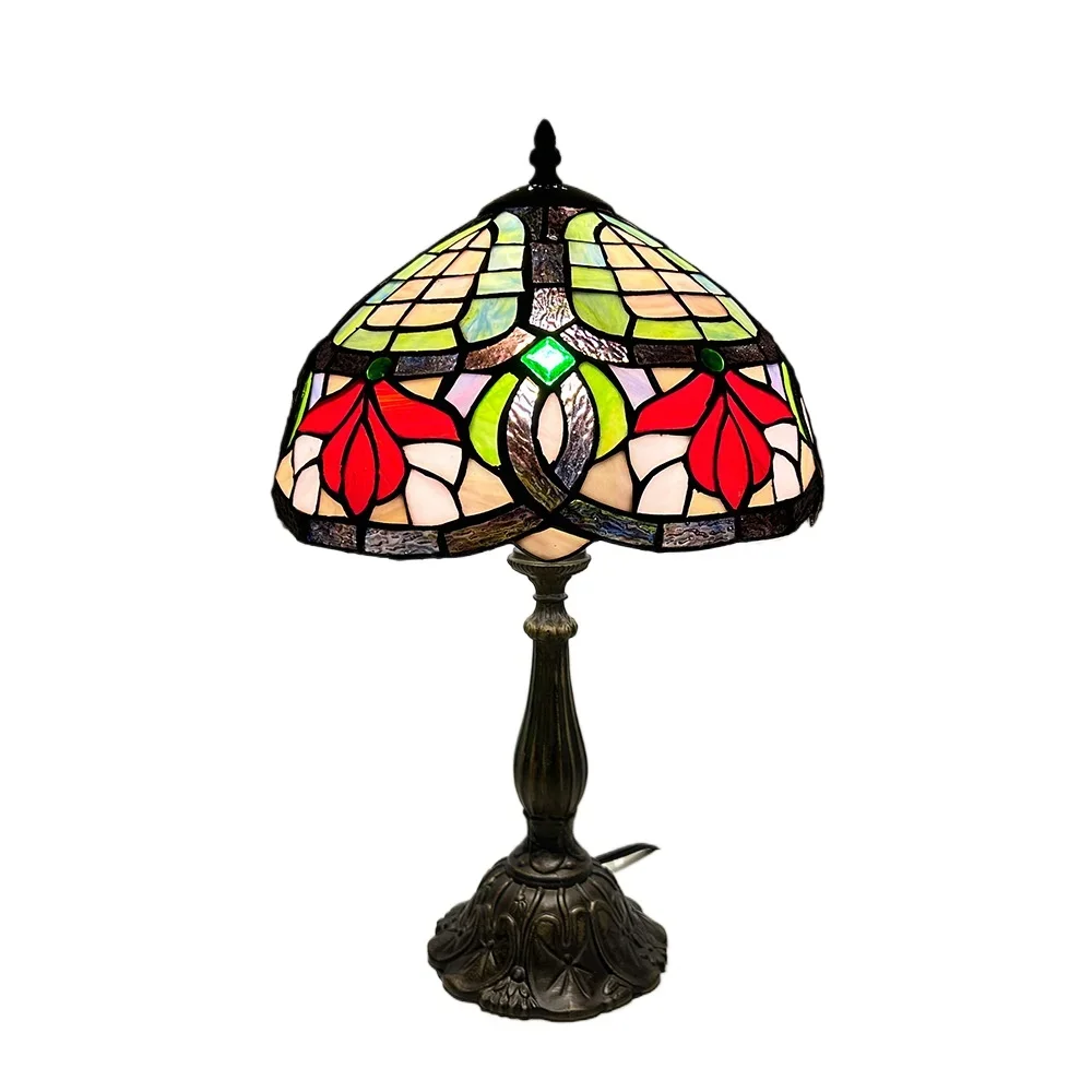 

12 Inch 30cm Retro Manual Stained Glass Lampshade Tiffany Table Lamp