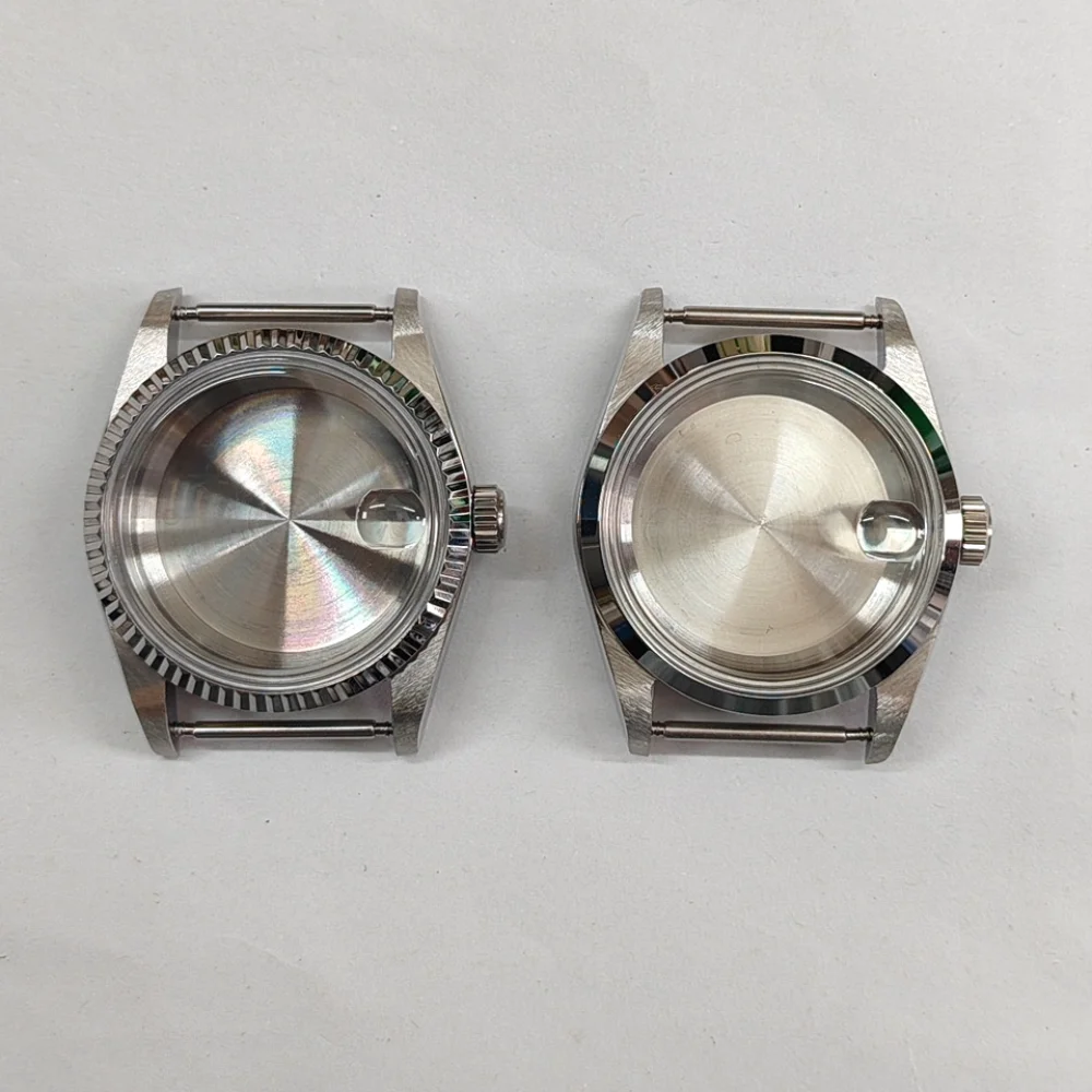 

36MM Watch Case Acrylic Glass for NH35/NH36/4R36 Movement Stainless Steel Shell Oblique Bezel Solid Bottom Case for 28.5mm Dial