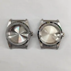 36MM Watch Case Acrylic Glass for NH35/NH36/4R36 Movement Stainless Steel Shell Oblique Bezel Solid Bottom Case for 28.5mm Dial