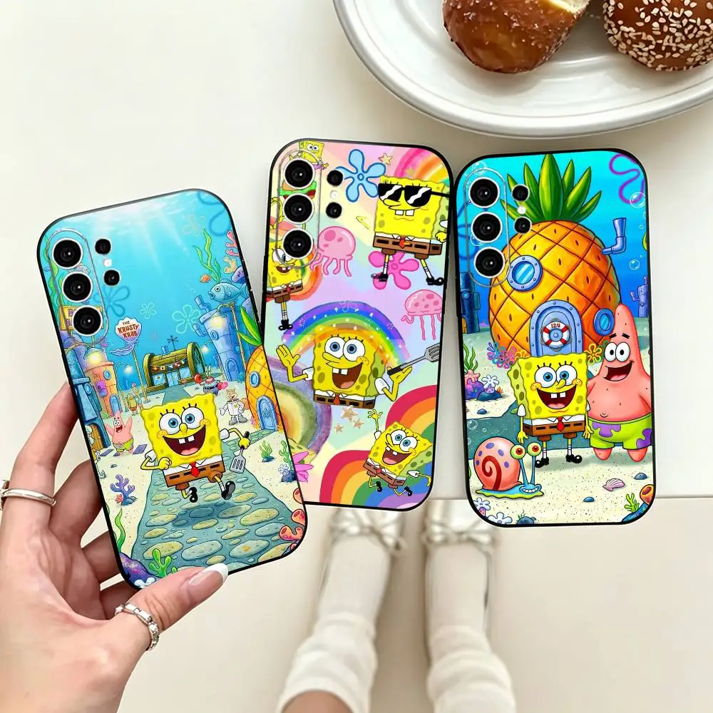 Animation S-Sponge Funny A-Bob  Phone Case For Samsung S25,S24,S21,S22,S23,S30,Ultra,S20,Plus,Fe,Note,10,9,5G Black Cover