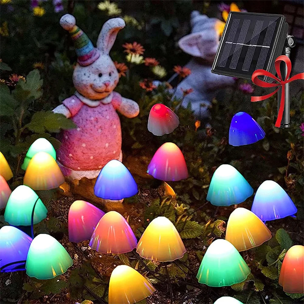 Imagem -02 - Impermeável Solar Jardim Cogumelo Decor Lights Outdoor String Lamp Fairy Mudança de Cor Natal Gramado Camping 455 2024