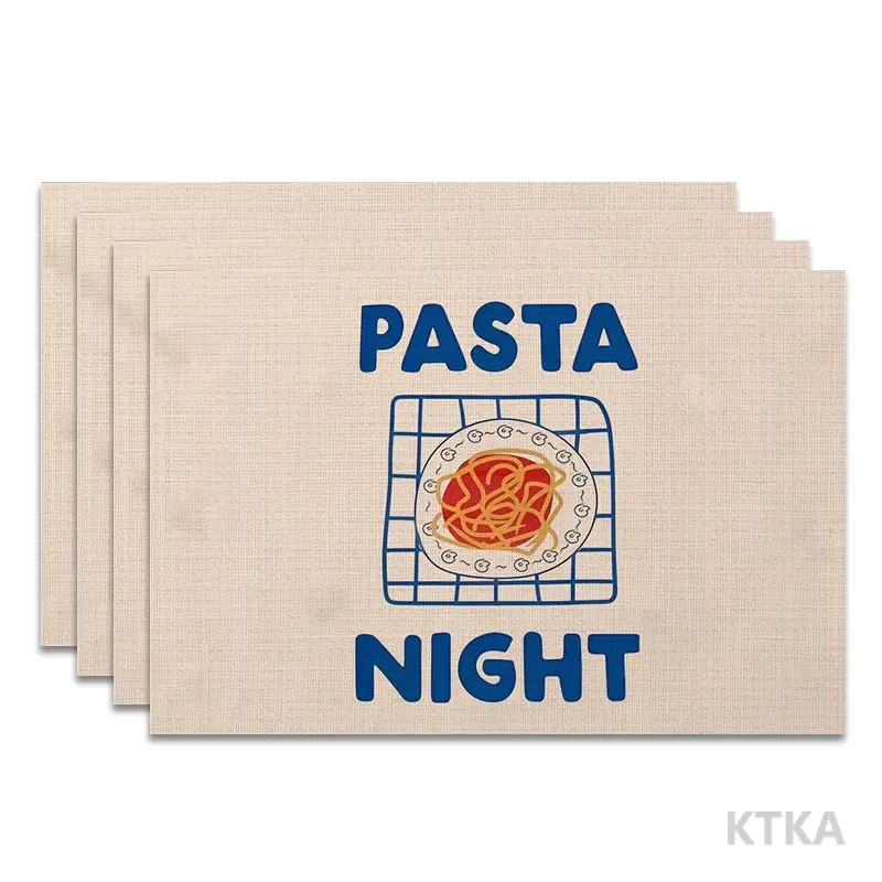 4Pcs, Fun Pasta-Themed Placemats, the Best Placemats, Washable, Suitable for Holiday Parties, Home Decor, Kitchen Countertops, Rectangular Dining Rooms, to Make Your Dining Room and Kitchen More Beautiful, Birthday Gifts for Family and Friends, and Housewarming Party Gifts