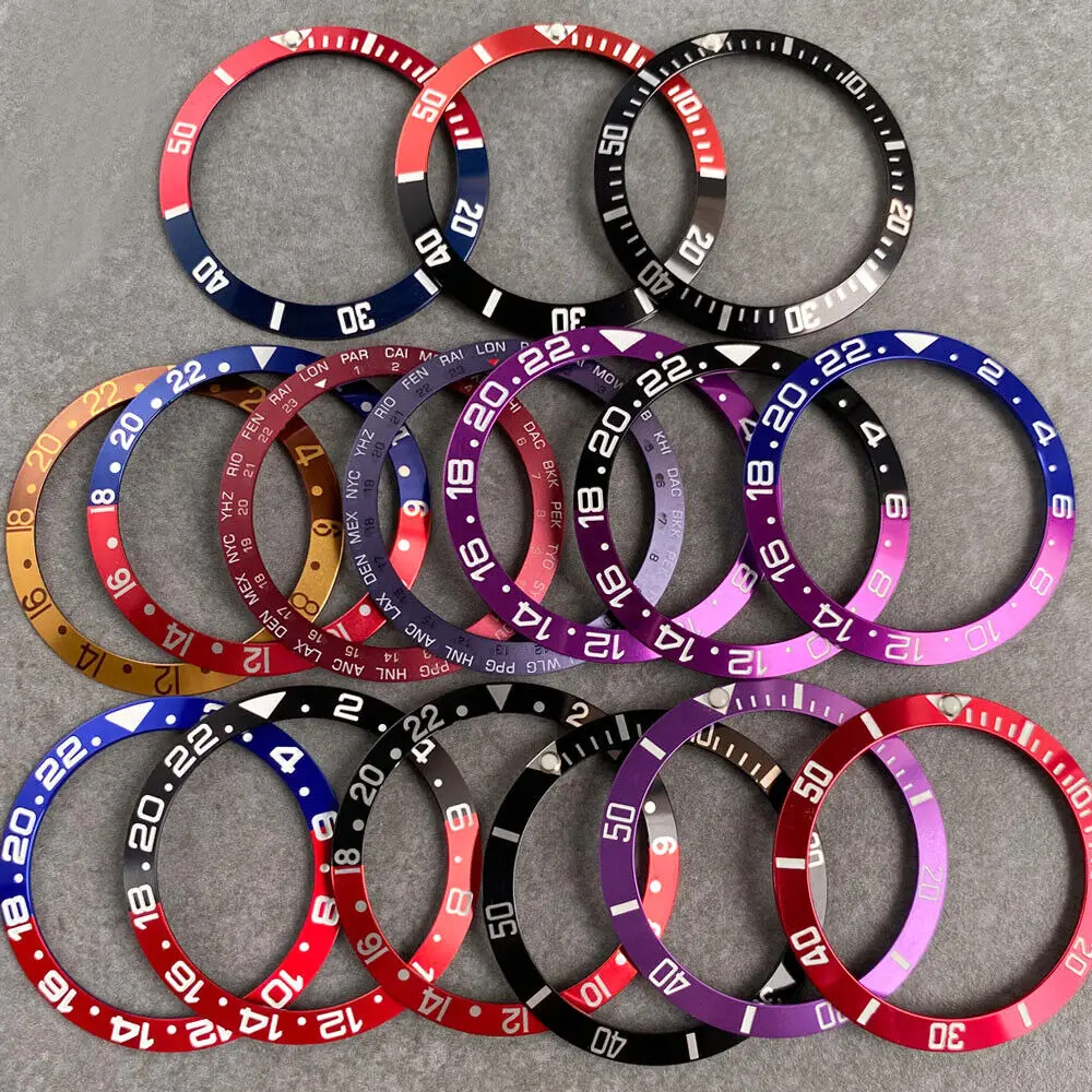 

Alloy bezel Insert 38mm black blue Red Purple for 40mm SUB GMT Sea SKX 007 mens watch Accessories Case Ring Replacement