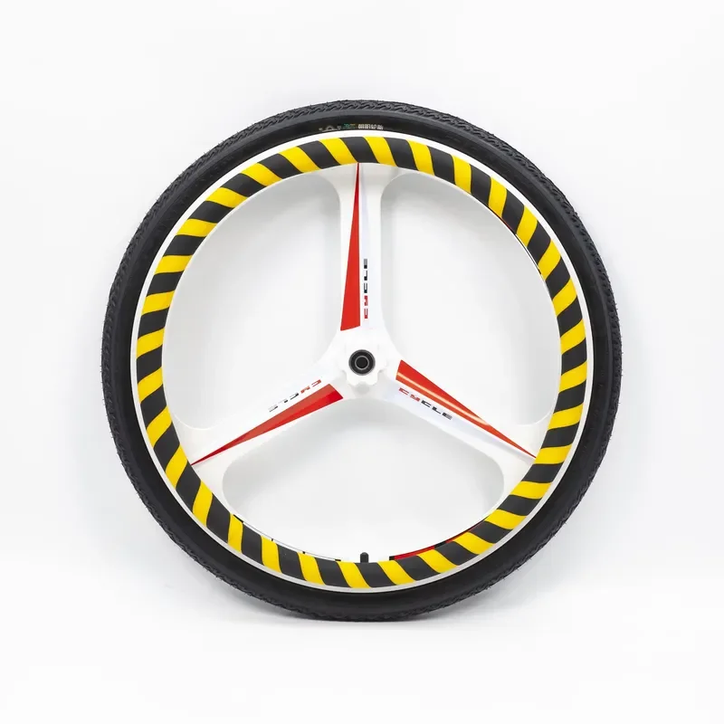 Sports Wheelchair Rear Wheel 24 Inch, Three Spoke White, Black Yellow Silicone Push Wheel Treatment